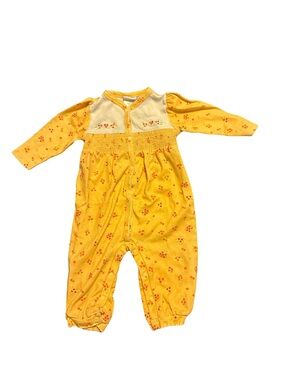 Vintage Okie Dokie Baby Yellow Floral Footless Romper 12 Months